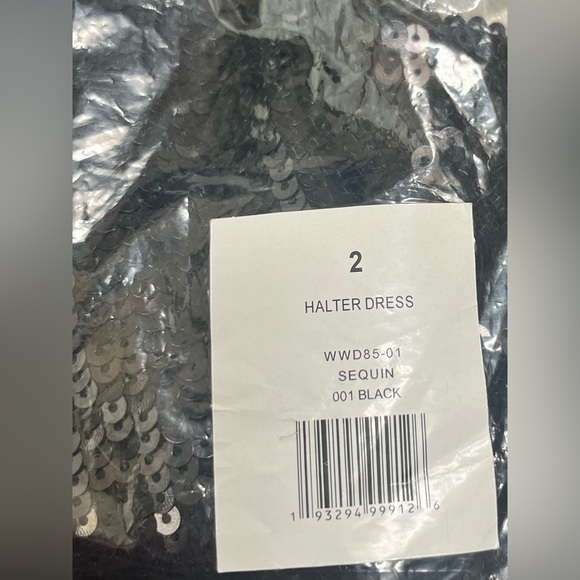 We Wore What Women's 2 Black Halter Neck Sequin Crystals Maxi Dress Formal - Picture 13 of 13